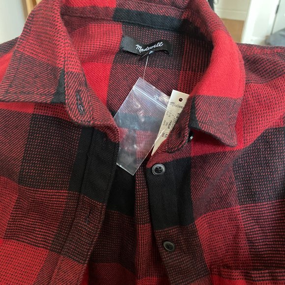 MADEWELL Buffalo Plaid Flannel Shirt with Side Buttons - Picture 6 of 6